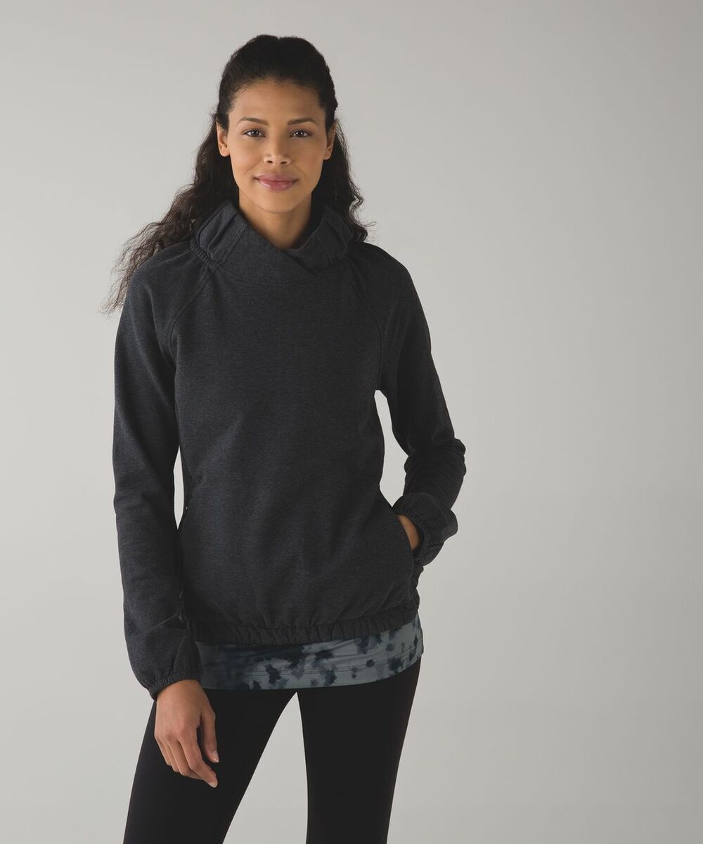 Lululemon After All Pullover Heathered Black SZ 10 W/ FLAW